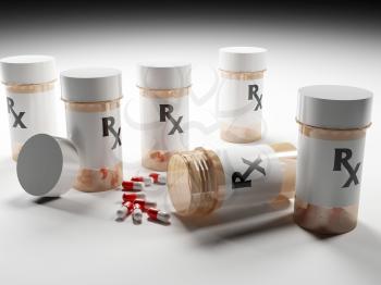 Prescription Medication Bottles with Pills 