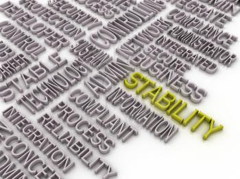 3d imagen Stability concept word cloud background. Stability Network Issues 
