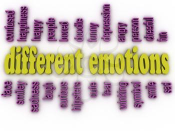 3d image different emotions concept word cloud background