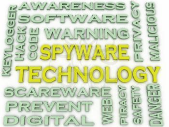 3d image Spyware Technology  issues concept word cloud background