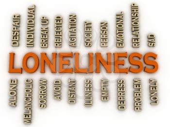 3d imagen Loneliness issues concept word cloud background