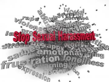 3d image Stop Sexual Harassment  issues concept word cloud background