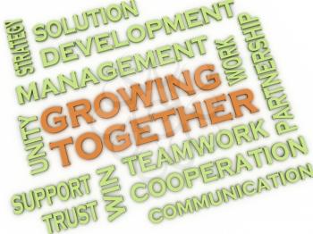 3d image Growing Together issues concept word cloud background