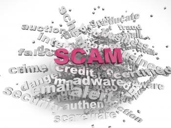 3d image Scam  issues concept word cloud background