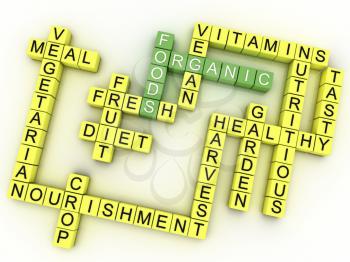 3d image Organic Foods issues concept word cloud background