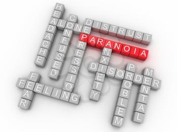 3d image Paranoia issues concept word cloud background
