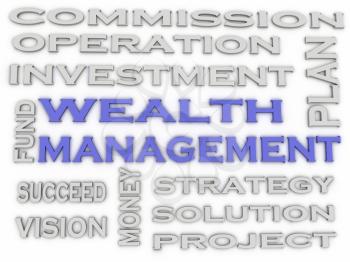 3d image wealth management  issues concept word cloud background