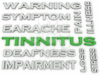 3d image Tinnitus  issues concept word cloud background