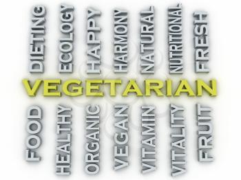 3d image Vegetarian issues concept word cloud background