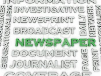 3d image Newspaper  issues concept word cloud background