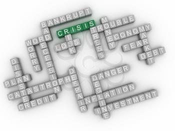3d image Crisis  issues concept word cloud background