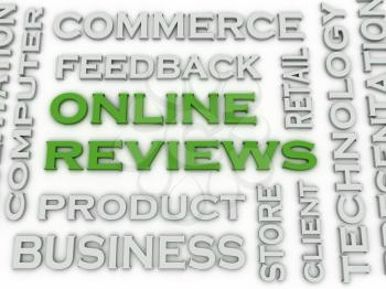 3d image Online reviews  issues concept word cloud background