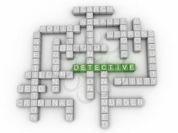 3d image Detective  issues concept word cloud background