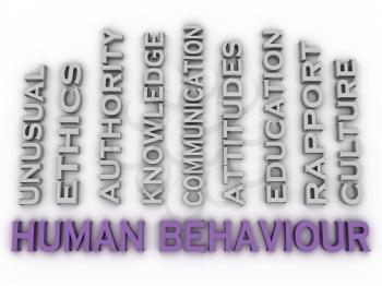 3d image Human behaviour   issues concept word cloud background