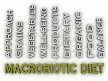 3d image macrobiotic diet  issues concept word cloud background