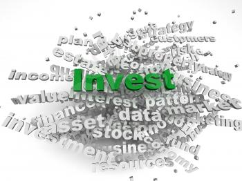 3d image Invest   issues concept word cloud background