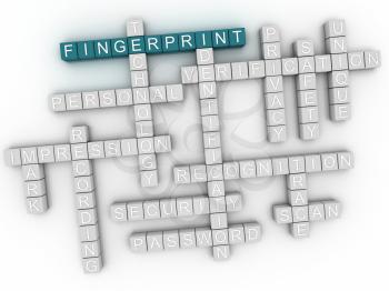 3d image Fingerprint issues concept word cloud background