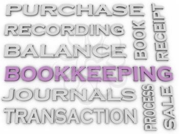 3d image Bookkeeping issues concept word cloud background