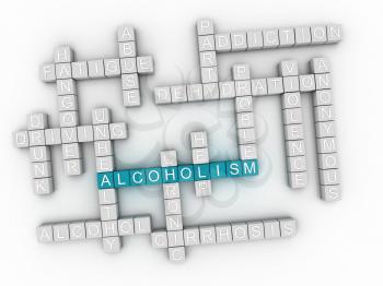 3d image Alcoholism issues concept word cloud background