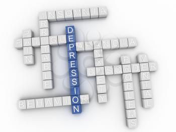 3d image Depression issues concept word cloud background