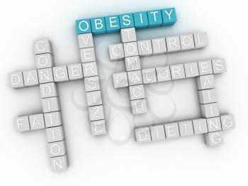 3d image Obesity issues concept word cloud background