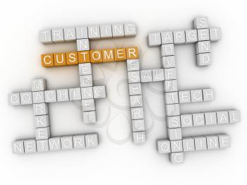 3d image Customer word cloud concept