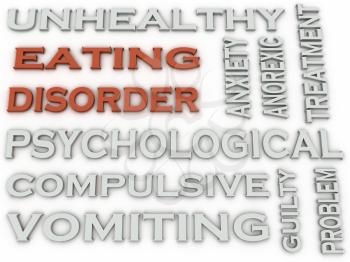 3d image Eating disorder word cloud concept