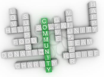 3d image Community word cloud concept