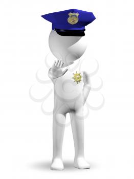 3d illustration of abstract white a policeman