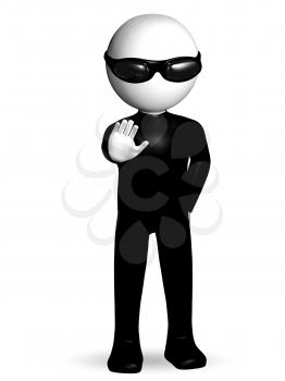 3d illustration of a security guard in dark glasses