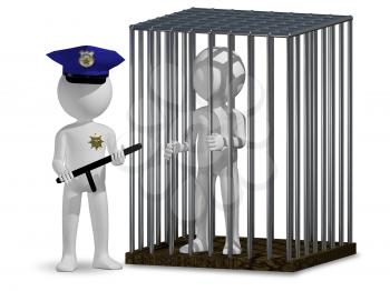3d illustration of abstract cop and prisoner