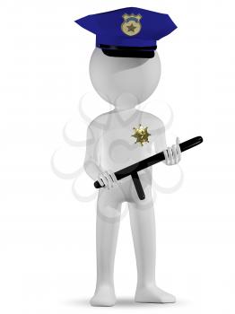 3d illustration of abstract white a policeman