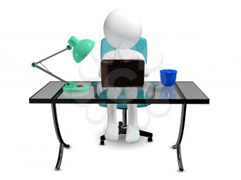 3d abstract illustration of a man at the table