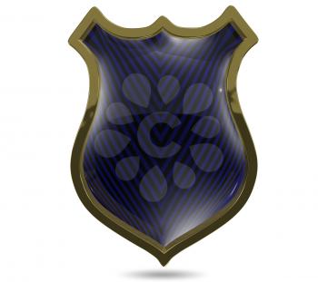 3d illustration of an abstract metallic blue shield
