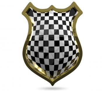 3d illustration of an abstract metallic chess shield