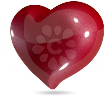 3d illustration symbolic red heart on a white background 