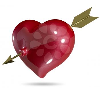 3d illustration symbolic red heart on a white background