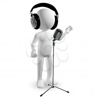 3d abstract illustration man in a headphones