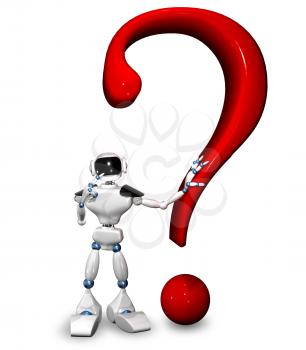 3d illustration of a robot and a question mark