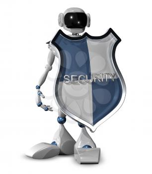 3d illustration of a robot with a shield