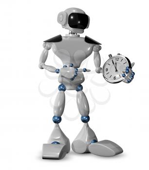 3d illustration of  robot and a watch
