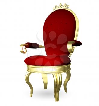 3d illustration of a red gold throne