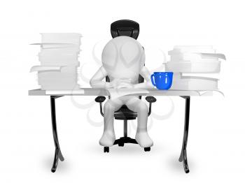3d illustration abstract man at the table