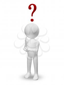 3d illustration abstract man with question mark