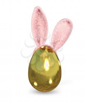 3d illustration of golden easter egg with ears