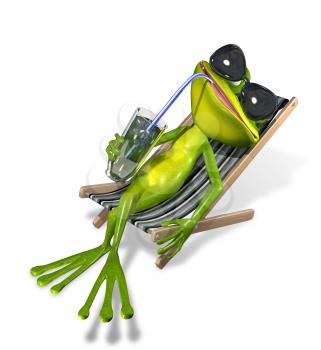 Royalty Free Clipart Image of a Frog Lounging 