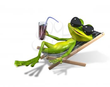 Royalty Free Clipart Image of a Frog Lounging