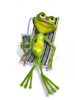 Royalty Free Clipart Image of a Frog Lounging in a Chair