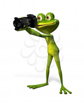 Royalty Free Clipart Image of a Frog Taking a Picture