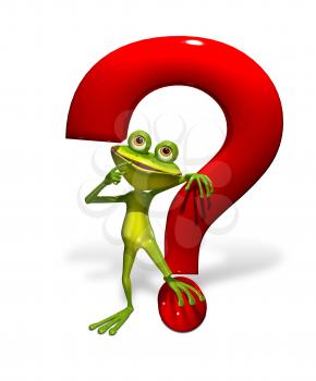 Royalty Free Clipart Image of a Frog in a Question Mark